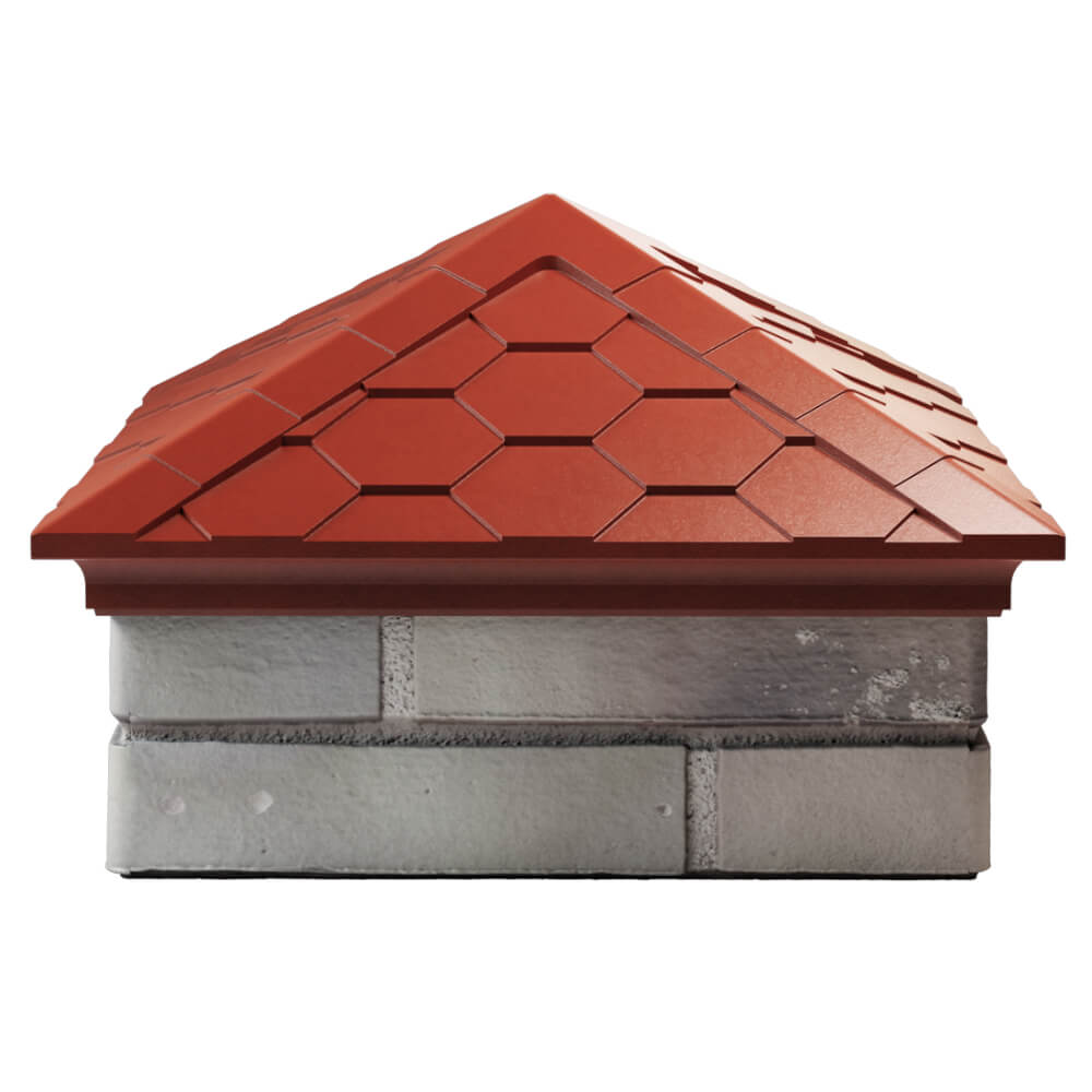 Колпак Zking Эверест Красный на столб 1.5х1.5 кирпича (390х390мм) Шахты фото