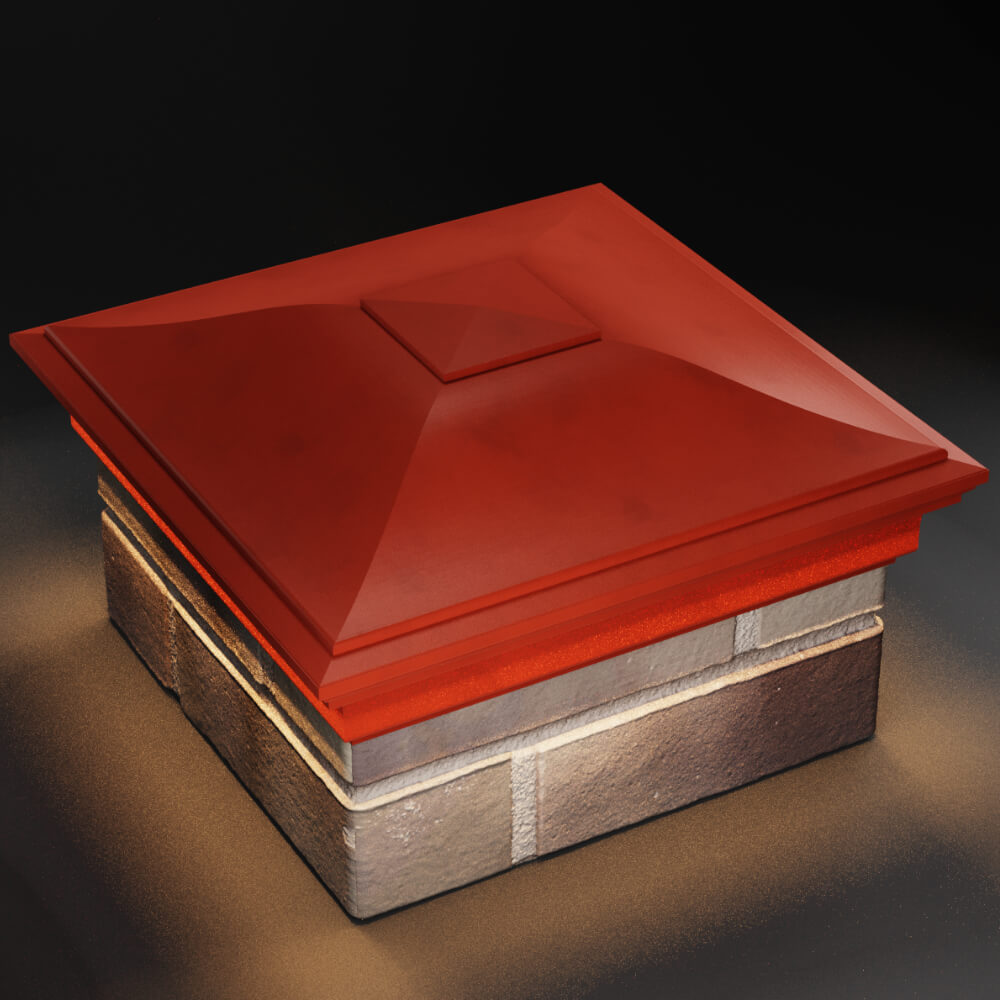 Колпак Zking Монблан Красный на столб 1.5х1.5 кирпича (385х385мм) с подсветкой в Шахтах фото