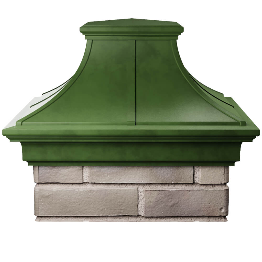 Колпак Zking Монблан Премиум Зеленый на столб 1.5х1.5 кирпича (385х385мм) Шахты фото