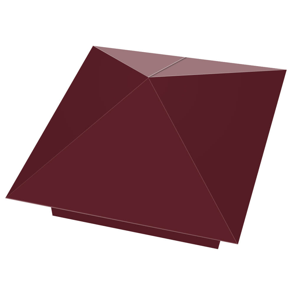 Колпак металлический 390х390мм RAL3005 Красное Вино заборный Шахты фото