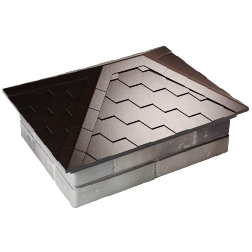 Колпак Zking Эверест Коричневый на столб 2х1.5 кирпича (520х390мм) Шахты фото