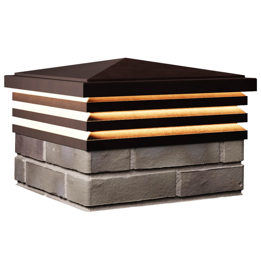 Колпак Zking Бона ХайТек Коричневый на столб 1.5х1.5 кирпича (385х385мм) с подсветкой в Шахтах фото