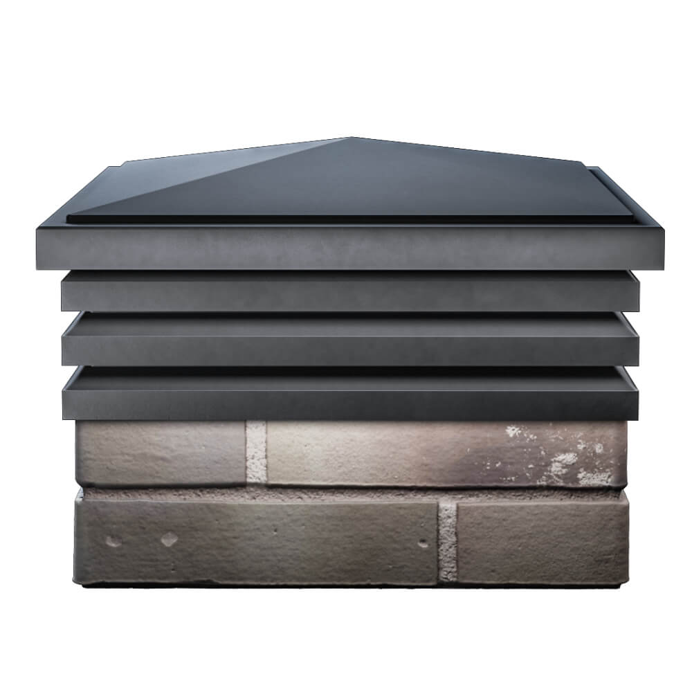 Колпак Zking Бона ХайТек Серый на столб 1.5х1.5 кирпича (385х385мм) Шахты фото