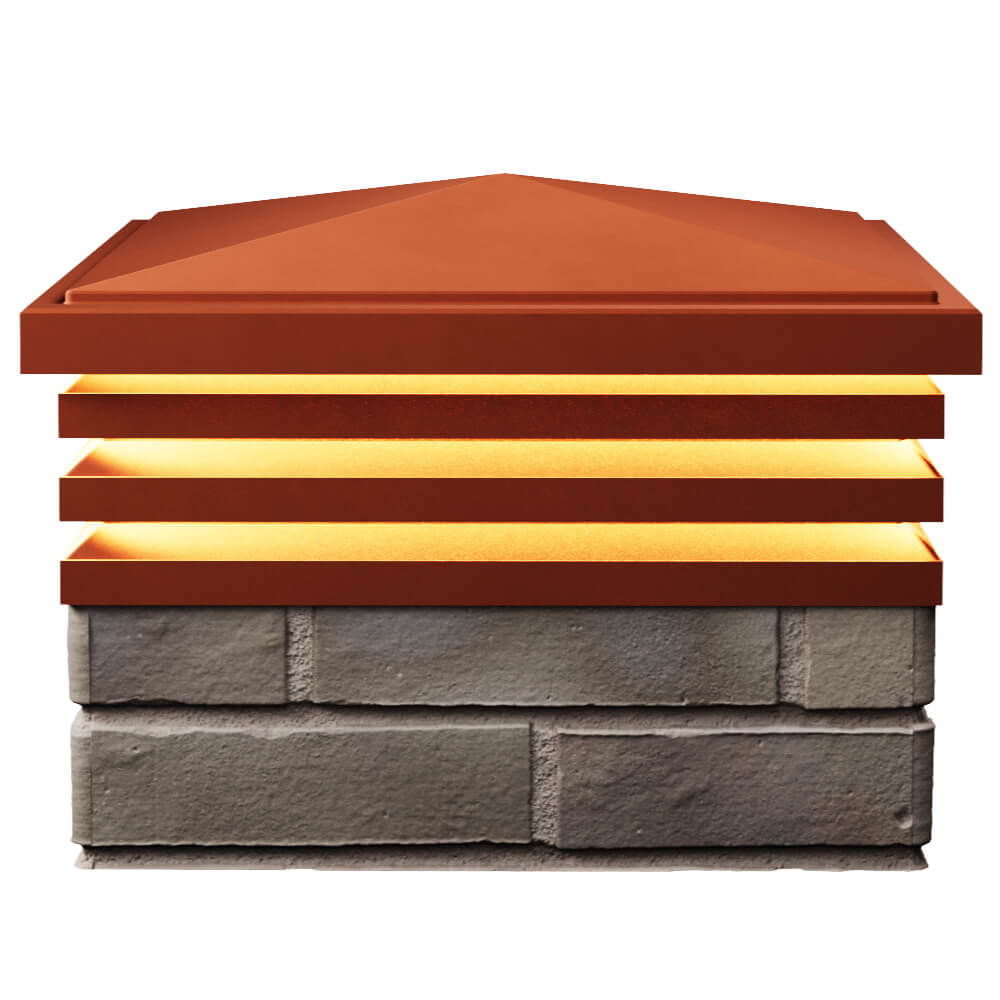 Колпак Zking Бона ХайТек Красный на столб 1.5х1.5 кирпича (385х385мм) с подсветкой в Шахтах фото