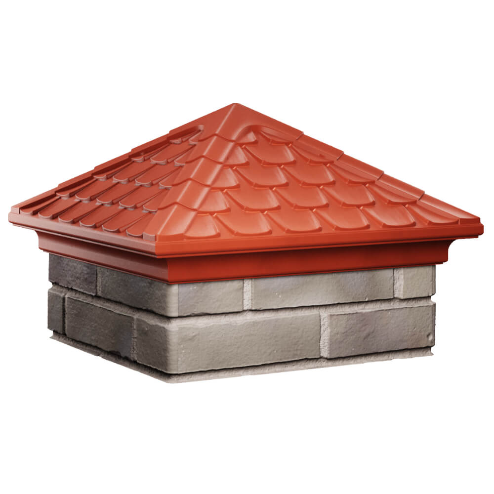 Колпак Zking Эльбрус Красный на столб 1.5х1.5 кирпича (385х385мм) в Шахтах фото
