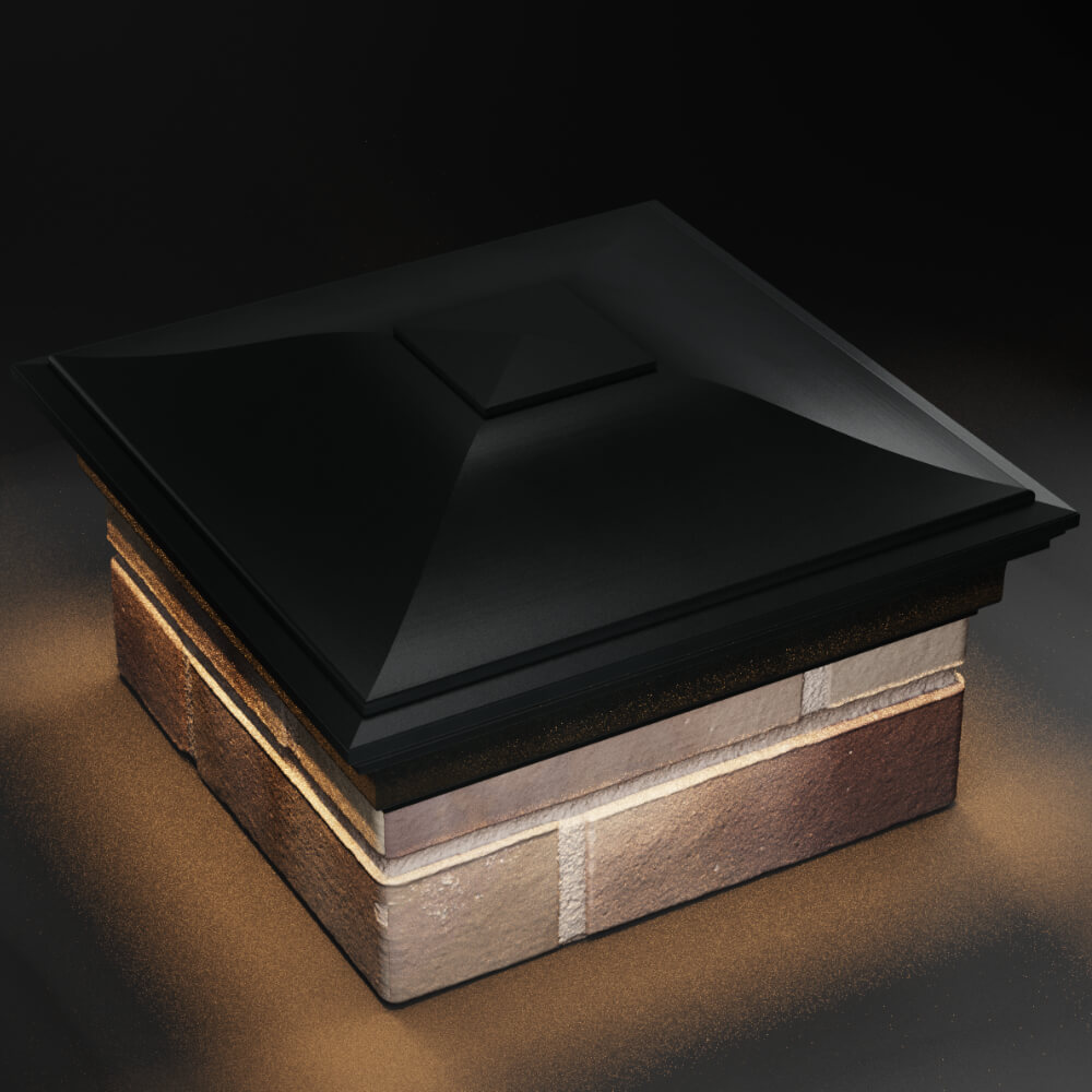 Колпак Zking Монблан Черный на столб 1.5х1.5 кирпича (385х385мм) с подсветкой в Шахтах фото