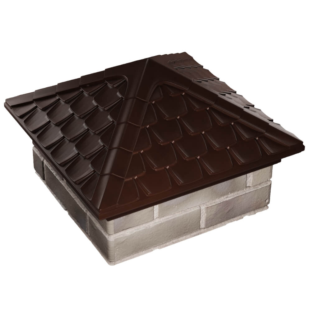 Колпак Zking Эльбрус Коричневый на столб 1.5х1.5 кирпича (385х385мм) в Шахтах фото