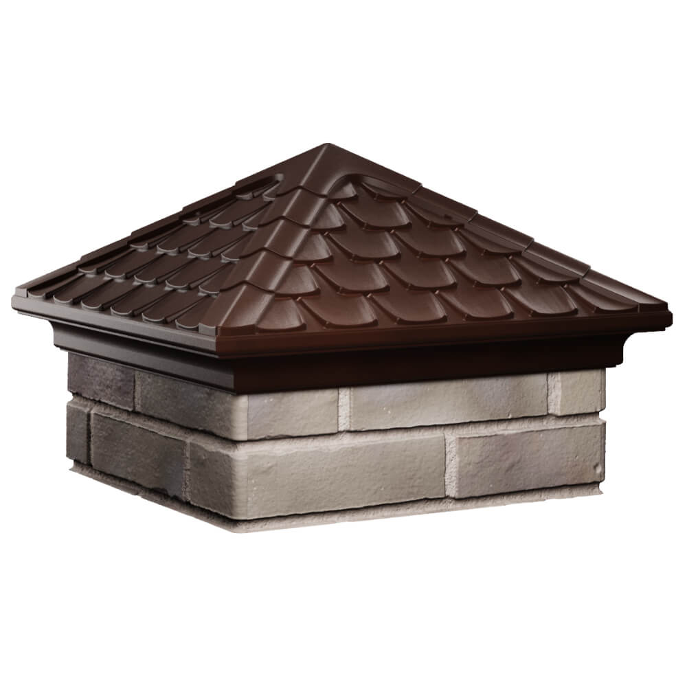 Колпак Zking Эльбрус Коричневый на столб 1.5х1.5 кирпича (385х385мм) в Шахтах фото