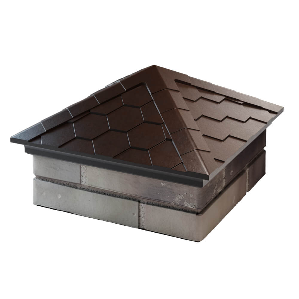 Колпак Zking Эверест Коричневый на столб 1.5х1.5 кирпича (390х390мм) в Шахтах фото