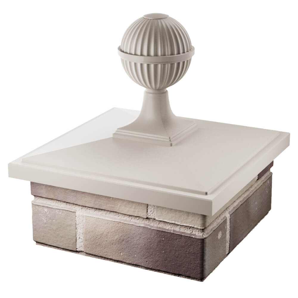 Колпак Zking БонаМоно Бежевый с шаром на столб 1.5х1.5 кирпича (385х385, 400х400мм) в сборе в Шахтах фото