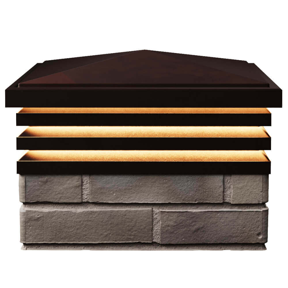 Колпак Zking Бона ХайТек Коричневый на столб 1.5х1.5 кирпича (385х385мм) с подсветкой в Шахтах фото