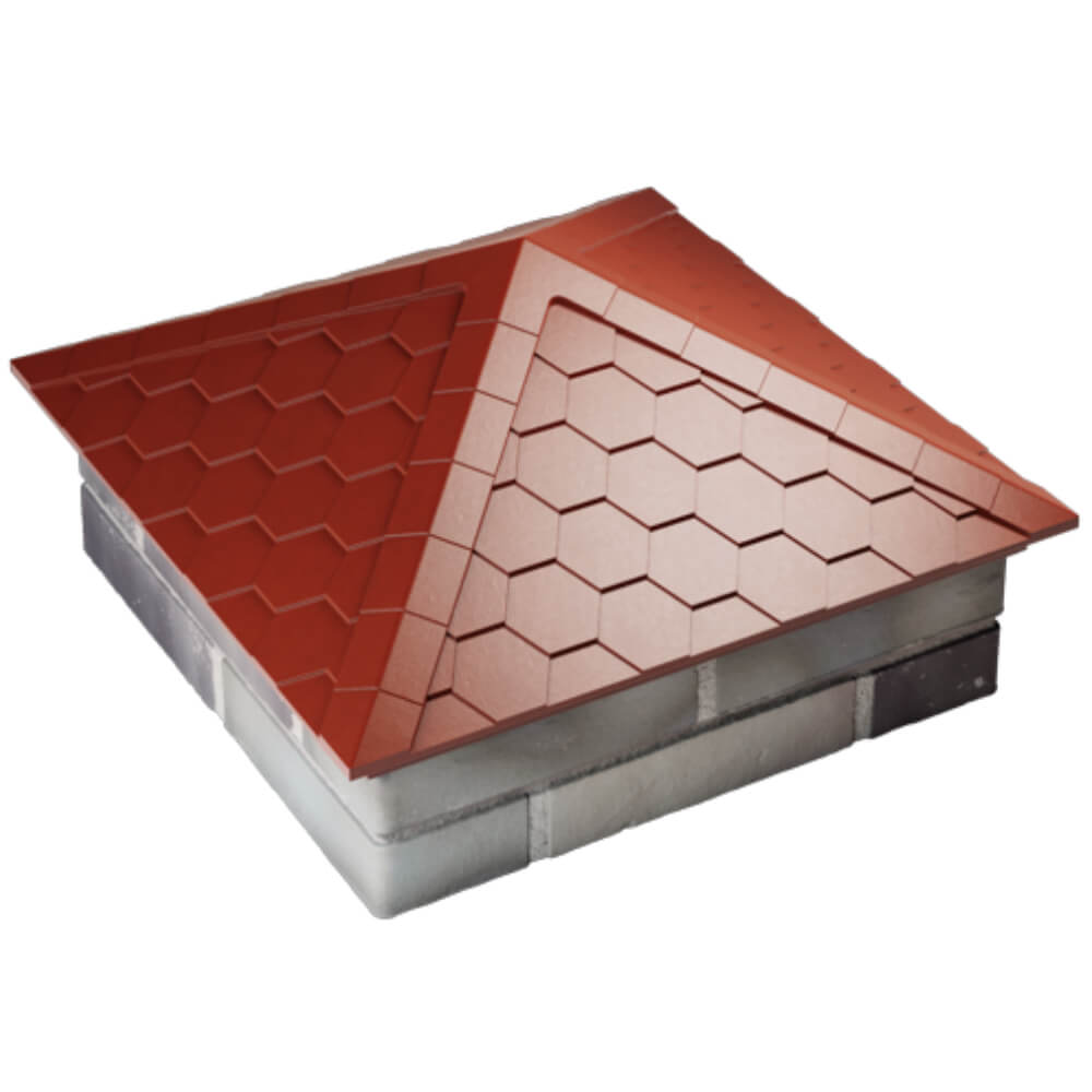 Колпак Zking Эверест Красный на столб 2х2 кирпича (535х535мм) Шахты фото